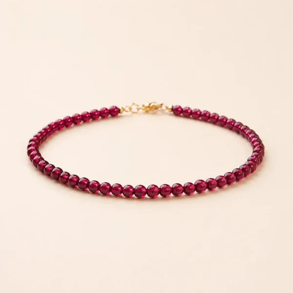 Garnet Crystal Beaded 3mm Bracelet for Strength & Grounding
