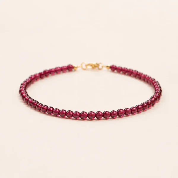 Classic Garnet Crystal Beaded 3mm Bracelet for Strength & Grounding