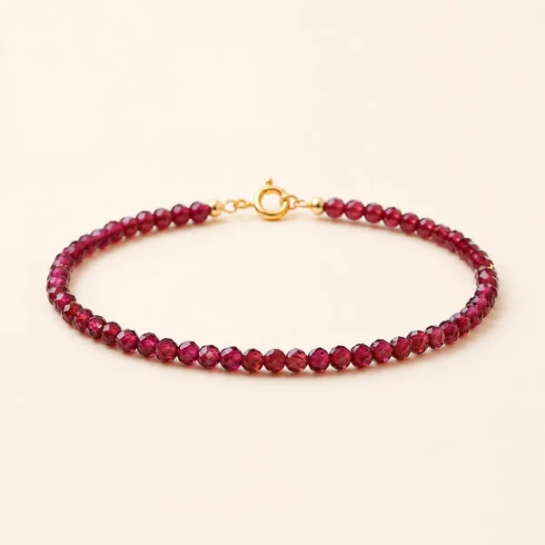 Garnet Crystal Faceted 3mm Bracelet for Strength & Grounding