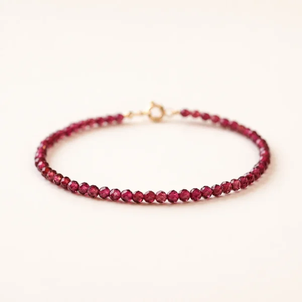 Classic Garnet Crystal Faceted 3mm Bracelet for Strength & Grounding