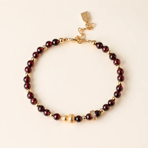 Garnet Crystal Gourd Bracelet for Strength & Grounding