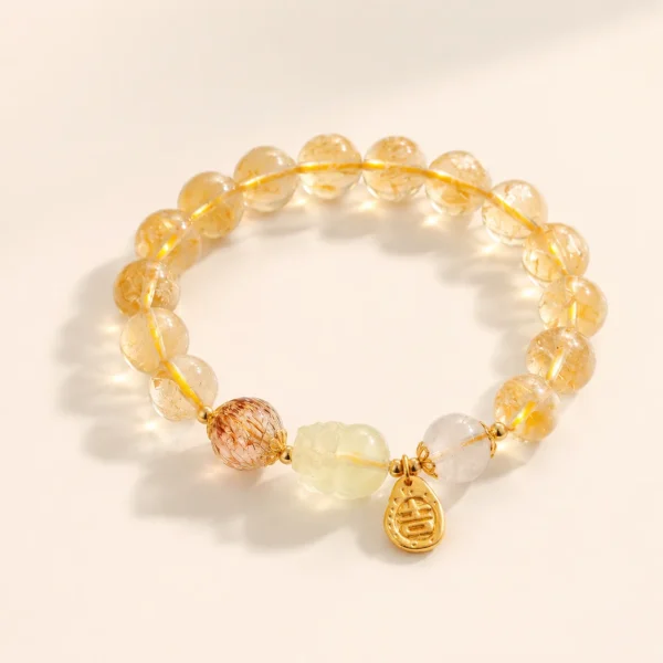 Handcrafted Golden Healer Quartz Fortune Bracelet for Abundance & Warmth