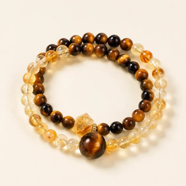 Golden Healer Quartz & Yellow Tiger Eye Bracelet for Abundance & Warmth