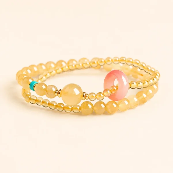 Classic Gold Rutilated Quartz Double-Wrap Bracelet for Abundance & Drive