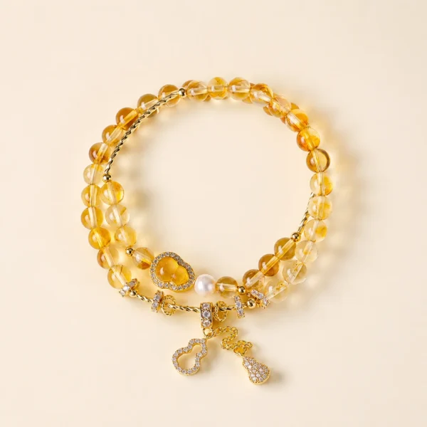 Golden Healer Quartz Double-Wrap Bracelet for Abundance & Warmth