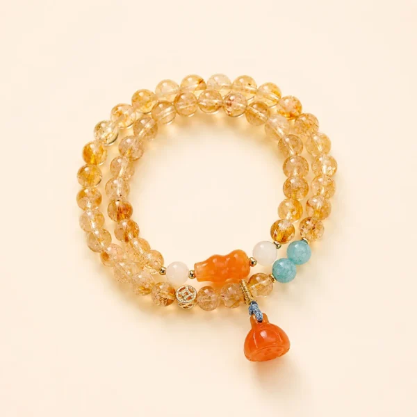 Artisan Golden Healer Quartz Double-Wrap Bracelet for Abundance & Warmth
