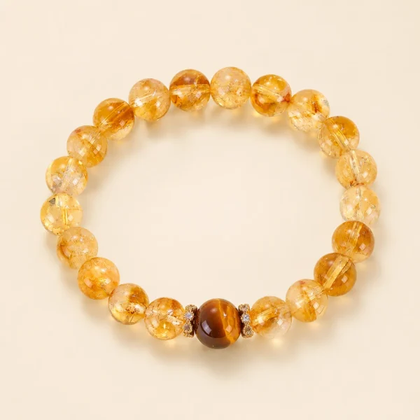Handcrafted Golden Healer Quartz & Tiger's Eye Bracelet for Abundance & Warmth