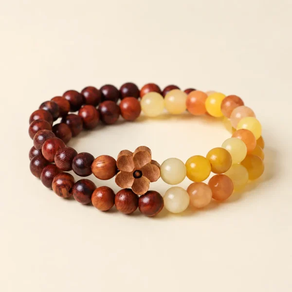 Golden Silk Jade Double-Wrap Bracelet for Warmth & Calm