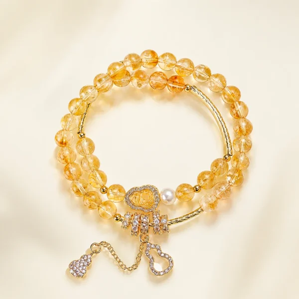 Classic Golden Healer Quartz Double-Wrap Bracelet for Abundance & Warmth