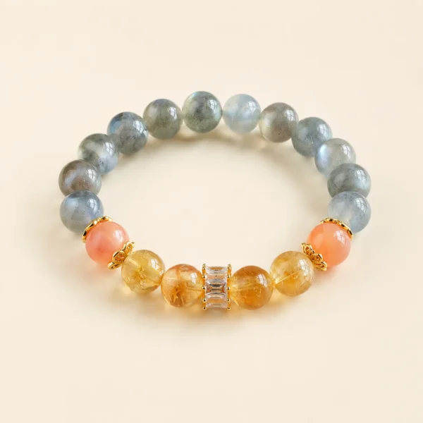 Golden Healer Quartz & Moonstone Bracelet for Abundance & Warmth