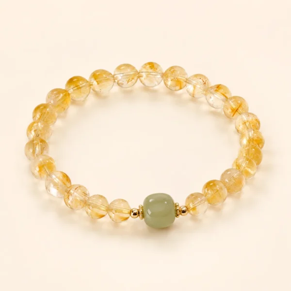 Golden Healer Quartz & Hetian Jade Bracelet for Abundance & Warmth