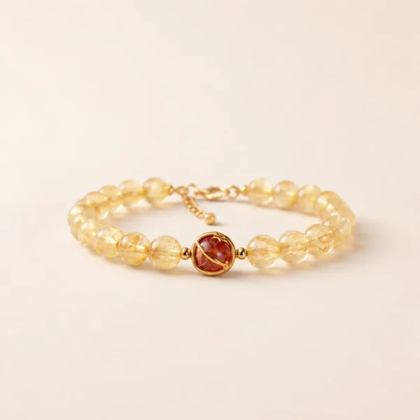 Classic Gold Rutilated Quartz Bracelet for Abundance & Drive