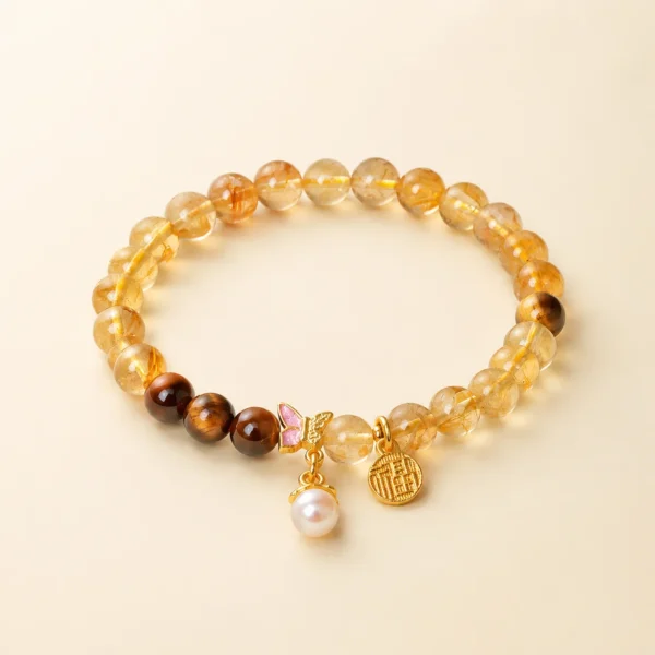 Golden Healer Quartz & Pearl Bracelet for Abundance & Warmth