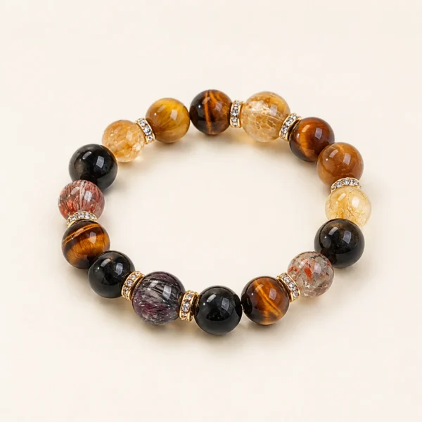 Premium Golden Healer Quartz & Tiger's Eye Bracelet for Abundance & Warmth