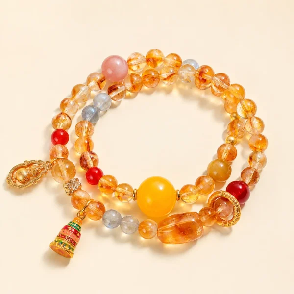 Golden Healer Quartz Pagoda Bracelet for Abundance & Warmth
