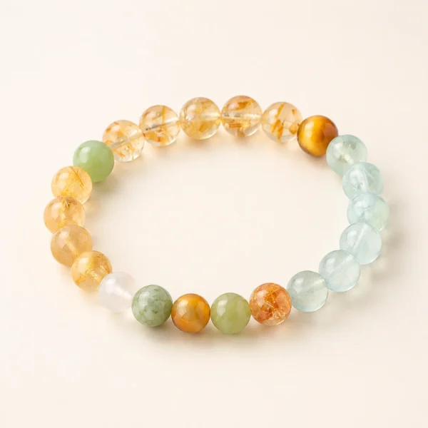 Natural Gold Rutilated Quartz Bracelet for Abundance & Drive