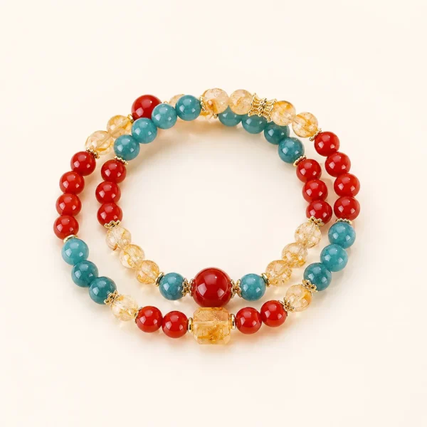Golden Healer Quartz & Nanhong Agate Bracelet for Abundance & Warmth