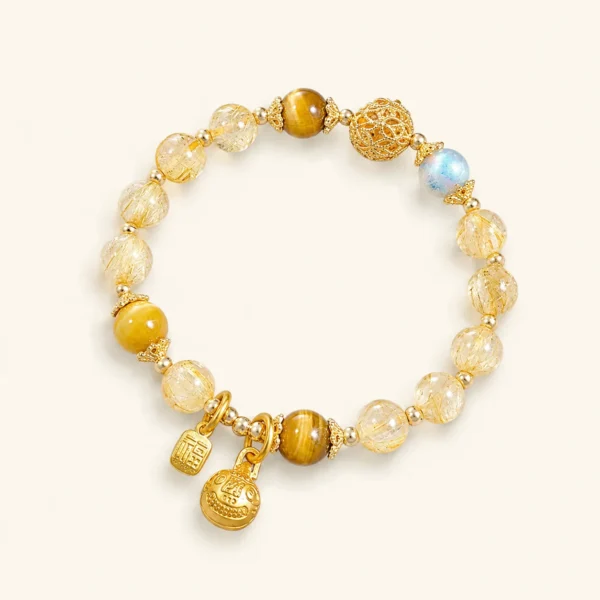 Gold Rutilated Quartz Bracelet for Abundance & Drive