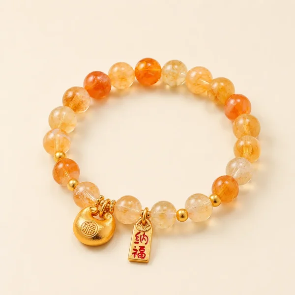 Golden Healer Quartz Lock Bracelet for Abundance & Warmth