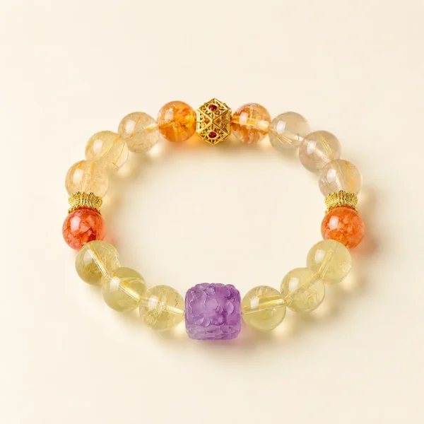 Classic Gold Rutilated Quartz 10mm Bracelet for Abundance & Drive