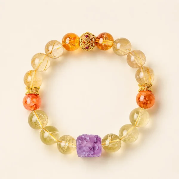 Gold Rutilated Quartz 10mm Bracelet for Abundance & Drive