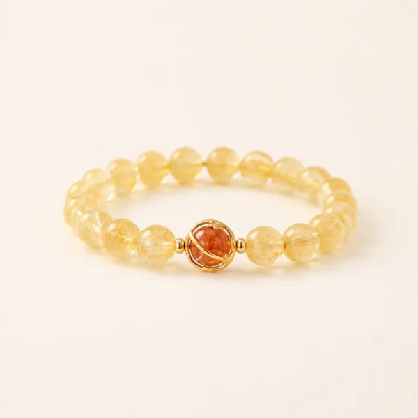 Handcrafted Gold Rutilated Quartz Bracelet for Abundance & Drive