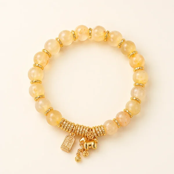 Gold Rutilated Quartz 9mm Bracelet for Abundance & Drive