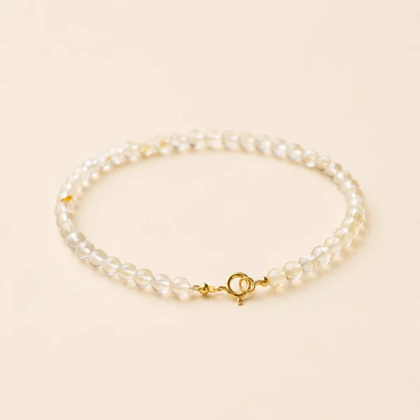 Gold Rutilated Quartz Beaded Bracelet for Abundance & Drive