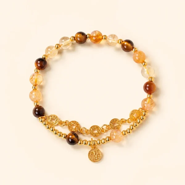 Golden Healer Quartz Coin Bracelet for Abundance & Warmth