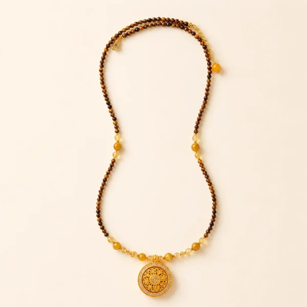 Gold Rutilated Quartz Necklace for Abundance & Drive