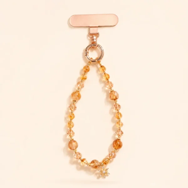Golden Healer Quartz Phone Charm for Abundance & Warmth