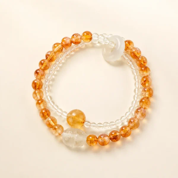 Golden Healer Quartz & Citrine Bracelet for Abundance & Warmth