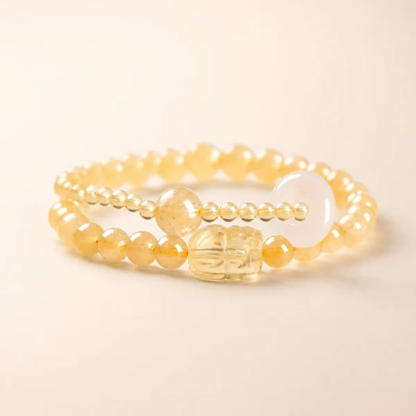 Artisan Gold Rutilated Quartz Double-Wrap Bracelet for Abundance & Drive