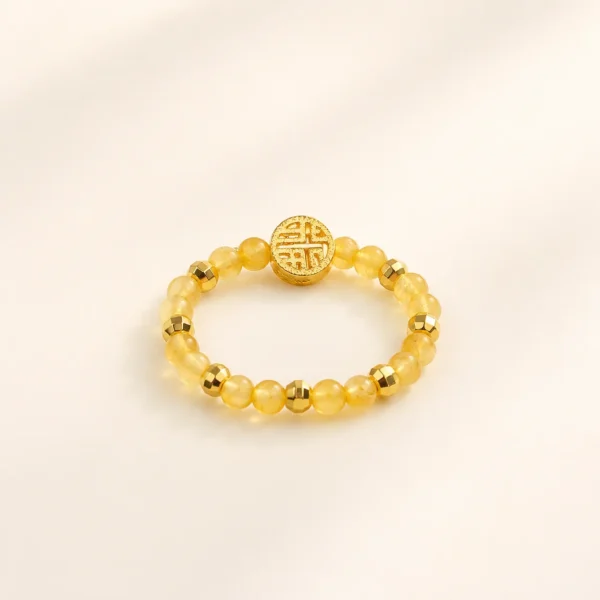 Gold Rutilated Quartz 5mm Ring for Abundance & Drive