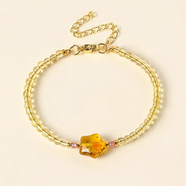 Gold Rutilated Quartz Star Bracelet for Abundance & Drive
