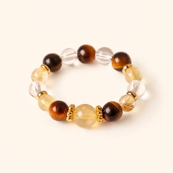 Classic Gold Rutilated Quartz Statement Ring for Abundance & Drive