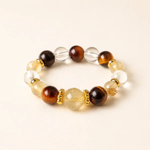 Gold Rutilated Quartz Statement Ring for Abundance & Drive