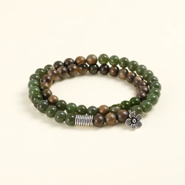 Green Sandalwood Double-Wrap Bracelet for Calm & Cleansing