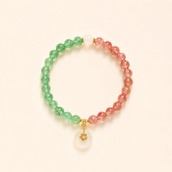 Green Strawberry Quartz Peace Buckle Bracelet for Renewal & Growth