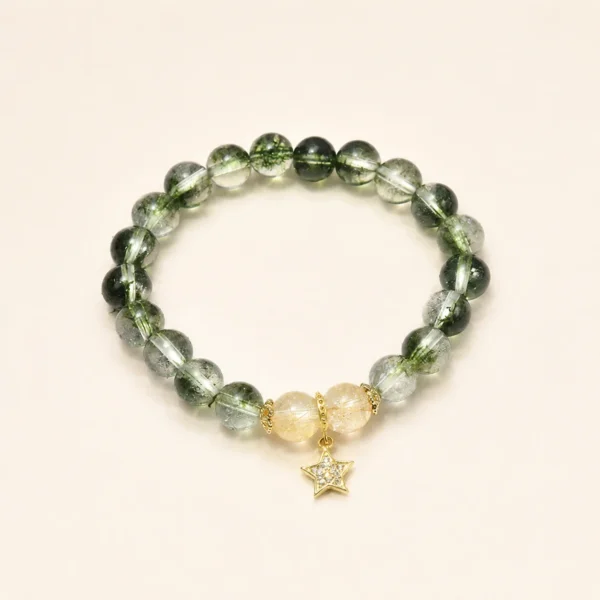 Artisan Green Phantom Quartz Bracelet for Abundance & Growth
