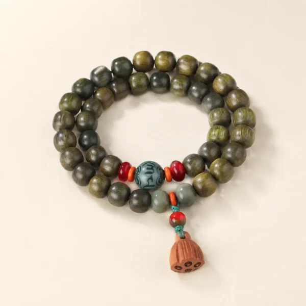 Handcrafted Green Sandalwood Double-Wrap Bracelet for Calm & Cleansing
