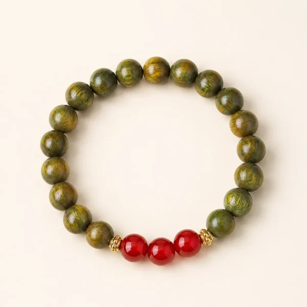 Green Sandalwood & Agate Bracelet for Calm & Cleansing