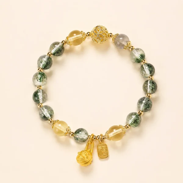 Green Phantom Quartz Bracelet for Abundance & Growth
