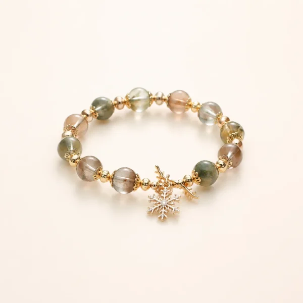 Handcrafted Green Phantom Quartz Bracelet for Abundance & Growth
