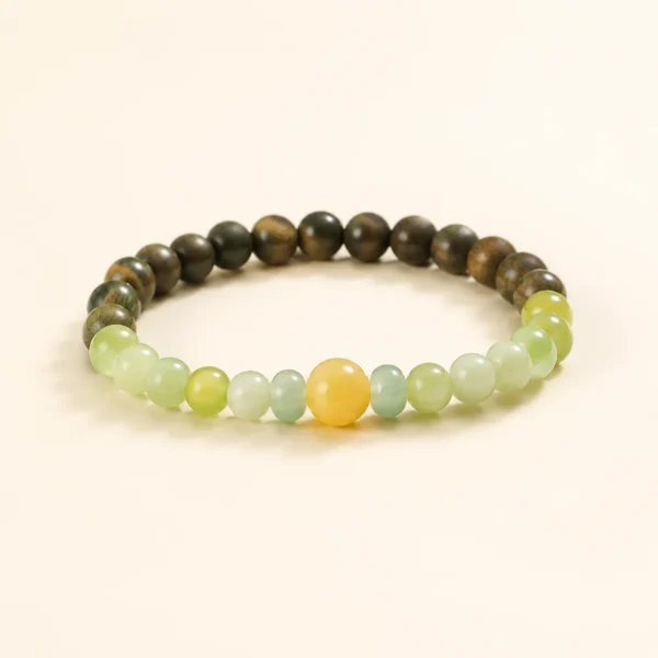 Artisan Green Sandalwood Double-Wrap Bracelet for Calm & Cleansing