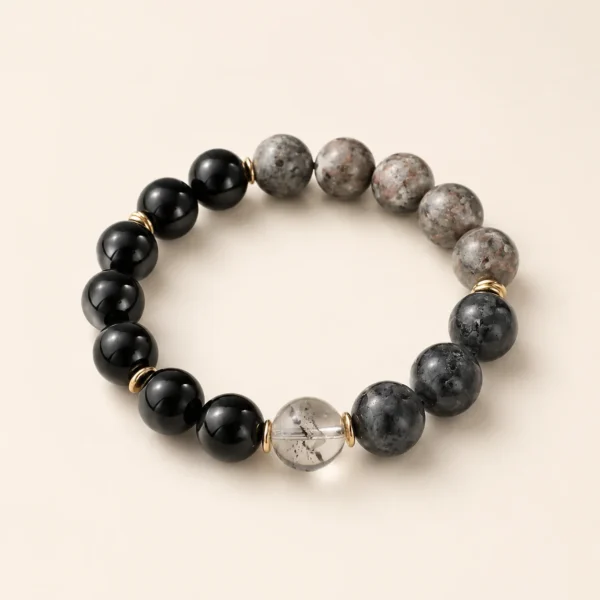 Green Phantom Quartz & Agate Bracelet for Abundance & Growth