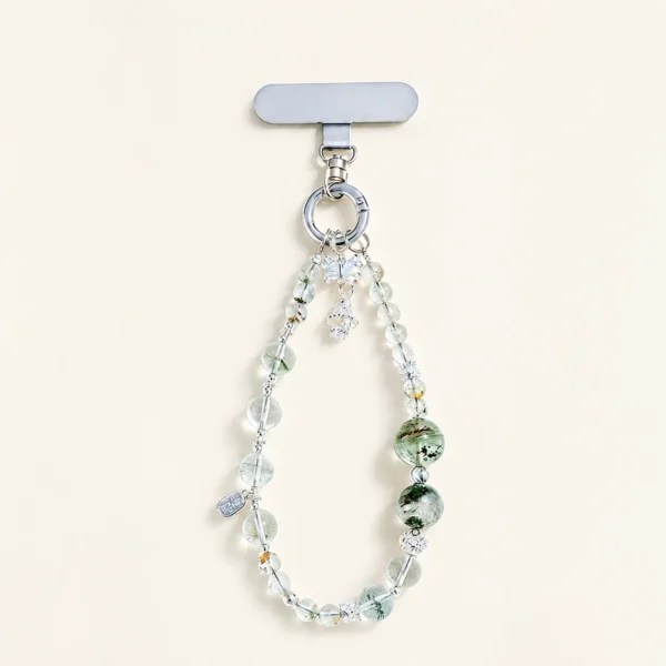 Green Phantom Quartz Phone Charm for Abundance & Growth