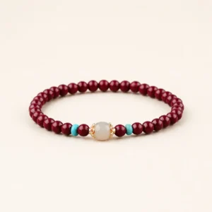 Classic Hetian Jade & Cinnabar Bracelet for Peace & Harmony