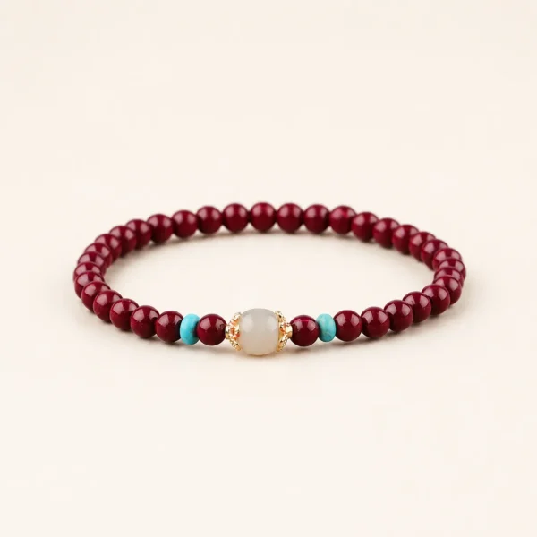 Classic Hetian Jade & Cinnabar Bracelet for Peace & Harmony