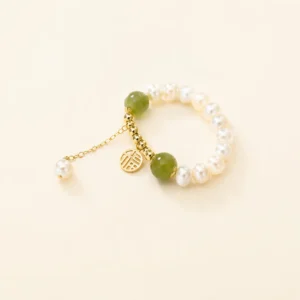 Artisan Hetian Jade & Pearl Bracelet for Peace & Harmony